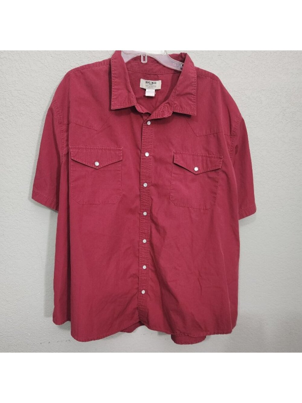 Duke Haband Mens 3X Snap-Front Short Sleeve Shirt Red maroon Classic Western Sty